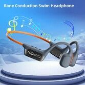 Swim Headphones Bone Conduction Open Ear Headset LED Screen Underwater MP3 Player Built-in 32G Memory IP68 Waterproof Bluetooth Earphone Blue