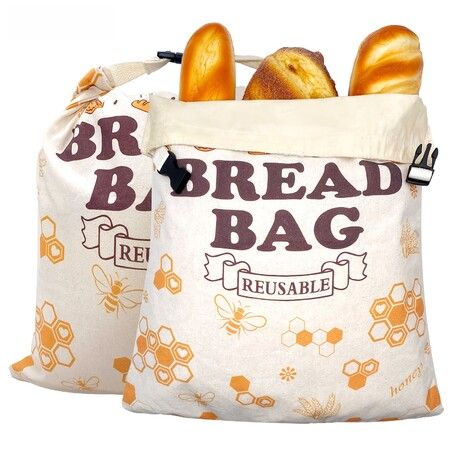1Pcs Large Linen Wax Bread Bags For Homemade Loaves Design With Secure Latch Closure To Keep Bread Fresh,For Homemade,Loaf,Sourdough,Food Storage