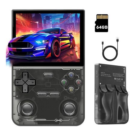 K36 Retro Handheld Game Console, Supports 9000+ Games, Equipped with 64G TF Card, Portable Mini Retro Video Games Console, 3.5 inch IPS Screen, Black