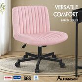 ALFORDSON Office Desk Chair Computer Armless Wide Seat Mid Back Velvet Pink