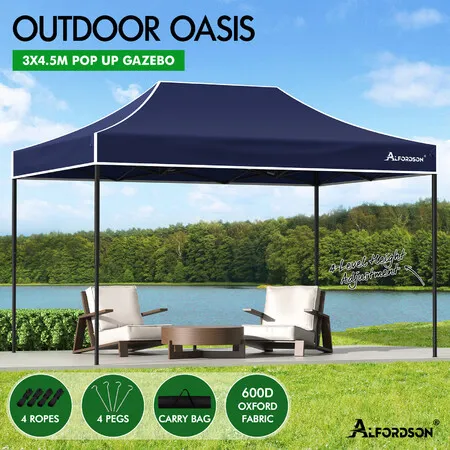 ALFORDSON Gazebo 4.5x3m Pop Up Marquee 600D Oxford Folding Outdoor Tent Navy