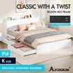 ALFORDSON Wooden Bed Frame King Size with Charging Station & 2 Drawers White