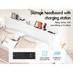 ALFORDSON Wooden Bed Frame King Size with Charging Station & 2 Drawers White