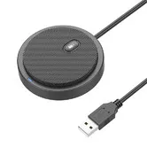Conference USB Microphone, Computer Desk Microphone with Mute Button and LED Indicator, Plug and Play for Online Meeting, Class, Skype, Recording