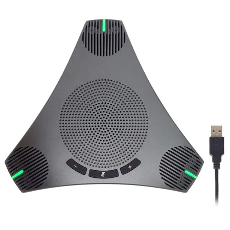 Conference Speaker and Microphone, 360 Degree Omnidirectional USB Speakerphone Microphone with USB Hub for 8 to 10 People Business Conference