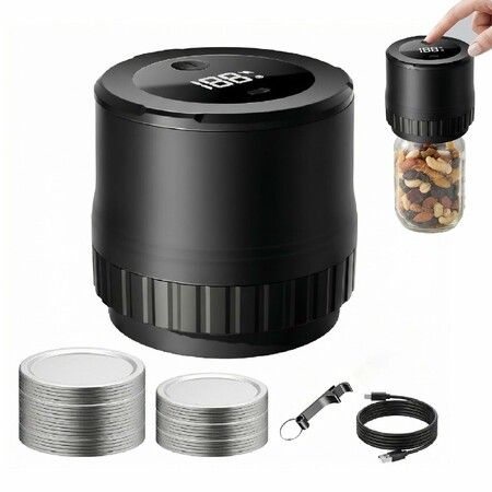 Electric Mason Jar Vacuum Sealer Kit,Portable Sealer for Jar Bags & Food Containers,Preserve Jams Pickles Coffee Dry Foods & More