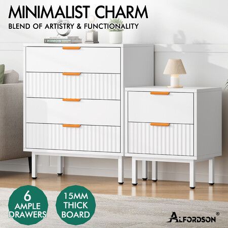 ALFORDSON 4 Chest of Drawers Bedside Table Storage Cabinet Set Dresser White