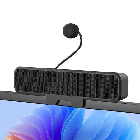 Computer Speakers with Detachable Mic, Plug and Play Desktop Speakers, One-Touch Mute Microphone, Stereo and Bass, Compatible with PC, MAC, Laptop