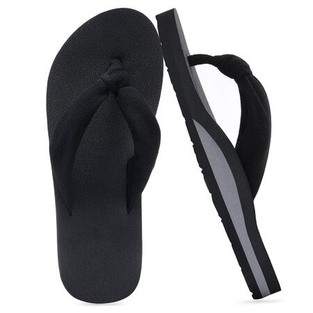 Women's Flip Flops with Moderate Arch Support,Summer Comfortable Yoga Mat Thong Sandals for Beach,Pool,Travel Black Size : AU 7
