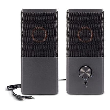 Computer Speaker, Compact Size Speaker with Headphone Jack, Enhanced Bass and Volume Control, Stereo 2.0 USB Powered 3.5mm Aux Multimedia Speakers