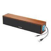 Computer Speakers, Wooden Multimedia Digital Speaker, USB Powered 3.5mm AUX PC Speakers, Surround Sound Portable Computer Sound Bar Speaker for Laptop
