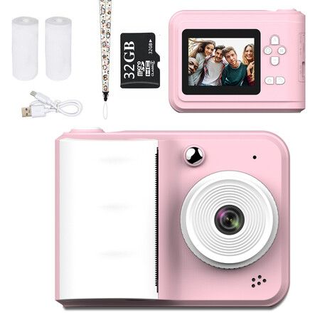 Kids Instant Print Camera,HD Digital Video Cam for Children with 32GB SD Card, Portable Learning Toy,Birthday Christmas Gifts for Girls Boys Age 3+