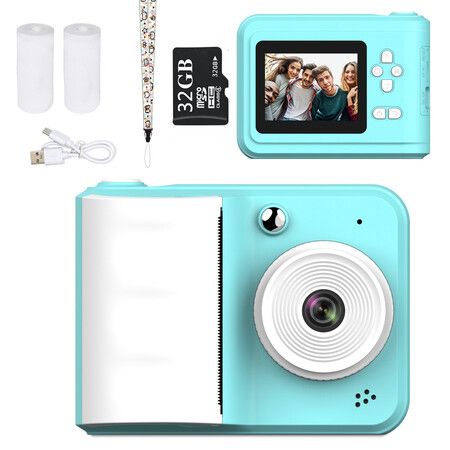 Kids Instant Print Camera,HD Digital Video Cam for Children with 32GB SD Card, Portable Learning Toy,Birthday Christmas Gifts for Girls Boys Age 3+