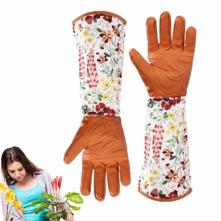 Long Forearm Gardening Gloves,Heavy Duty Thorn Proof Puncture Resistant Work Gloves for Pruning Rose Cactus Berry,Protective Yard Gift for Women Men