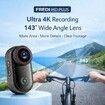 4K Mini Action Body Camera Wearable POV Camera with Wi-Fi 1.47in HD Screen 143 Degree Wide Angle Magnetic Clip Mount Thumb-Size Sports Camera