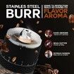 Burr Coffee Grinder Portable Espresso Grinder with Stainless Steel Conical Mill,Cordless Electric Grinders with Adjustable Grind Settings,Black