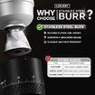 Burr Coffee Grinder Portable Espresso Grinder with Stainless Steel Conical Mill,Cordless Electric Grinders with Adjustable Grind Settings,Black
