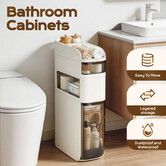 Bathroom Storage Unit Cart 4 Tier Slim Narrow Mobile Cabinet Drawer Cupboard Shelf Toilet Organiser Rack Rolling Trolley Wheels Kitchen Laundry Room