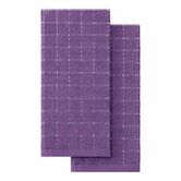 100% Cotton Terry Kitchen Towels,Checkered Designed,Soft and Super Absorbent Dish Towels,Purple,34 x 72 cm 2 Pack