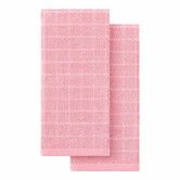 100% Cotton Terry Kitchen Towels,Checkered Designed,Soft and Super Absorbent Dish Towels,Pink,34 x 72 cm 2 Pack