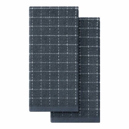100% Cotton Terry Kitchen Towels,Checkered Designed,Soft and Super Absorbent Dish Towels,Grey,34 x 72 cm 2 Pack