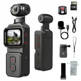 5K Pocket Vlogging Camera Body Camera with Microphone,5K/20FPS and 4K/60FPS,270 degree Rotating Lens,Face Tracking,6-Axis Stabilization (128GB)
