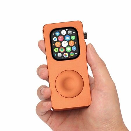 Aluminum Alloy Case for Apple Watch Turn Your Apple Watch into a Smartphone,Retro iPod Style Metal Protective Cover with Click Wheel (Orange,44mm)