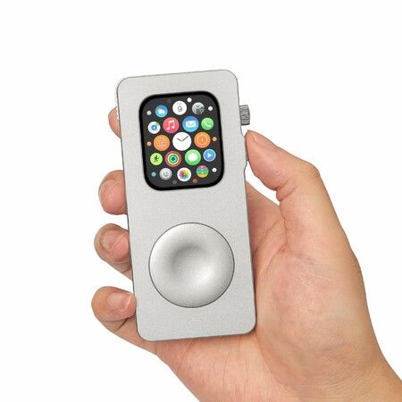 Aluminum Alloy Case for Apple Watch Turn Your Apple Watch into a Smartphone,Retro iPod Style Metal Protective Cover with Click Wheel (Silver,45mm)