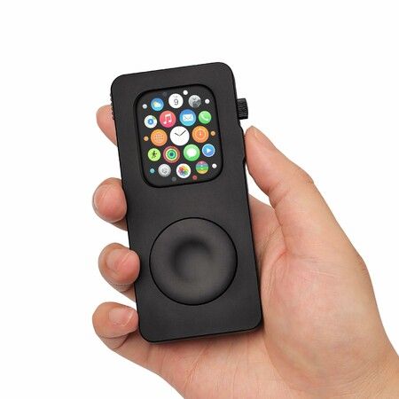 Aluminum Alloy Case for Apple Watch Turn Your Apple Watch into a Smartphone,Retro iPod Style Metal Protective Cover with Click Wheel (Black,45mm)