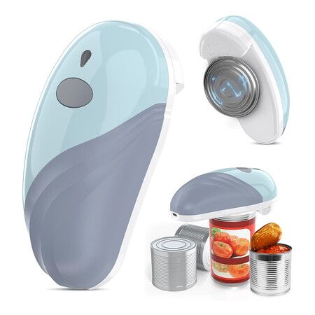 Electric Can Opener, Rechargeable and USB Cable Automatic Can Opener with One-Touch Operation, Safe for All Can Sizes Kitchen Gadget Can Openers, Blue