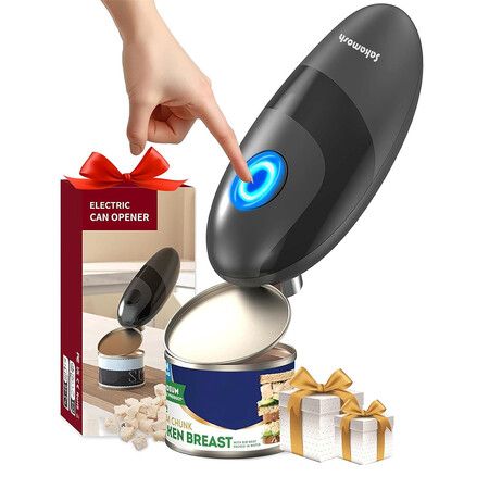 Electric Can Opener Smooth Edge, Battery Operated Kitchen Can Opener for Seniors with Arthritis, One Touch Side Cut Fits Most Can Sizes