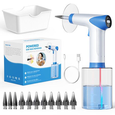 Ear Wax Removal Ear Cleaner with 4 Pressure Modes Ear Cleaning Kit with Digital Temperature Display,Ear Irrigation Flushing System