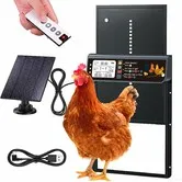 Automatic Chicken Coop Door Solar Powered,LCD Display Automatic Door with Timer Light Sensor,Chicken Coop Door with Remote Control Anti-pinch Function