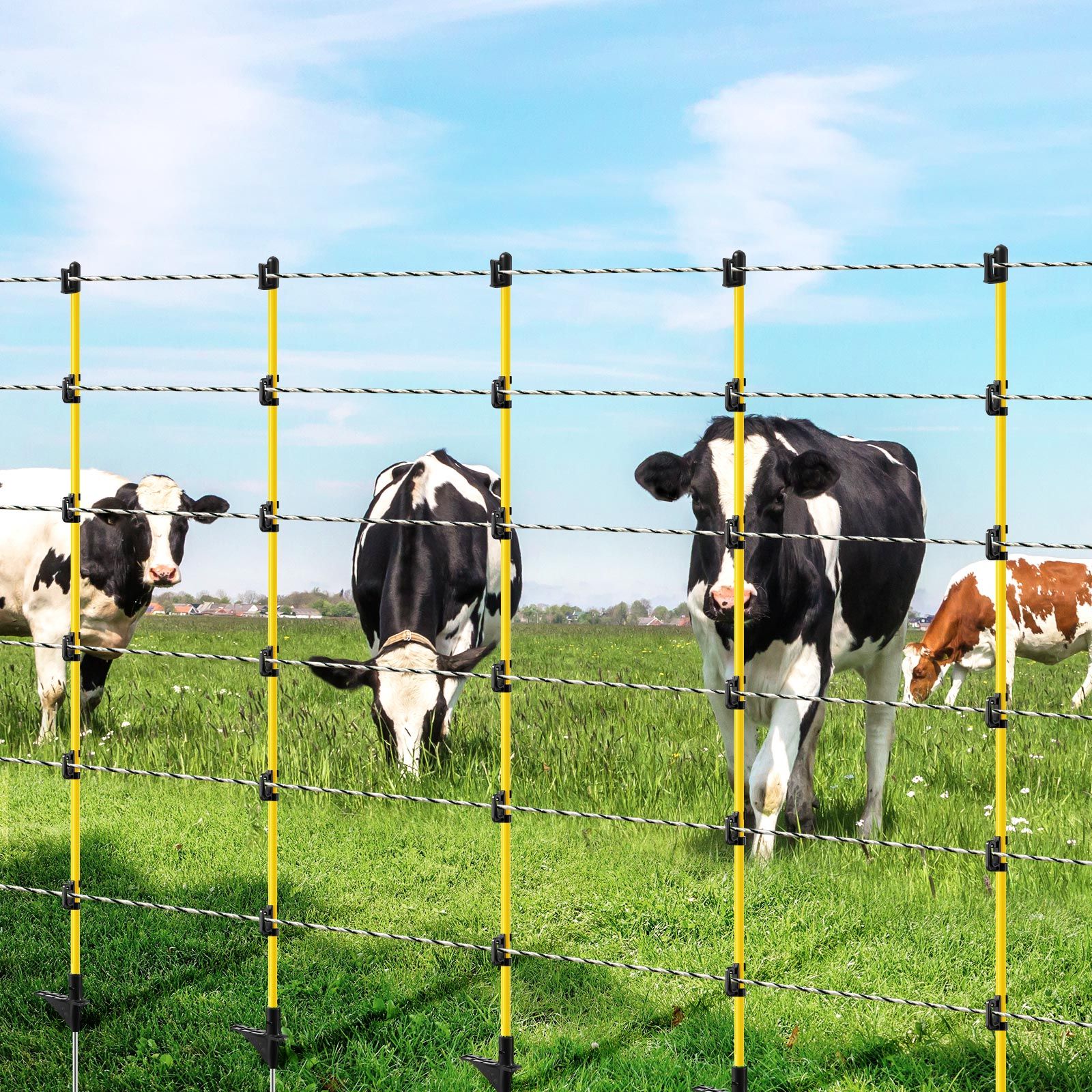 Electric Fence Post 20pcs 127cm Tread Step In Wire Temporary Fencing Garden Graze Farm Livestock Cattle Sheep Insulators Poles Fibreglass Adjustable
