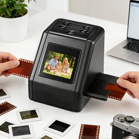 Film Slide Scanner Viewer Negative Digitise Slides to Digital JPG Photos Converter for 35mm 135 110 126 Super 8 2MP 2 Inch IPS High Resolution LCD