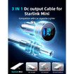 Starlink Mini Car Adapter,3 in 1 Car Adapter DC Power Cable and Cigarette Lighter Adapter with Voltage Display,Durable USB-C PD and USB-A Ports