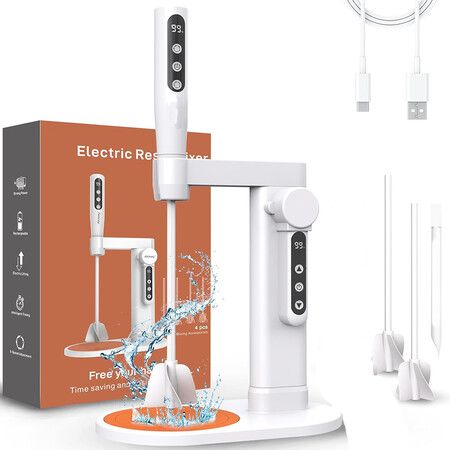 Electric Resin Mixer, Epoxy Resin Mixer with Electric Stand, 5 Speed Mode and Minimize Bubbles, Electric Stirrer Kit for Resin Molds, Silicone, Paint