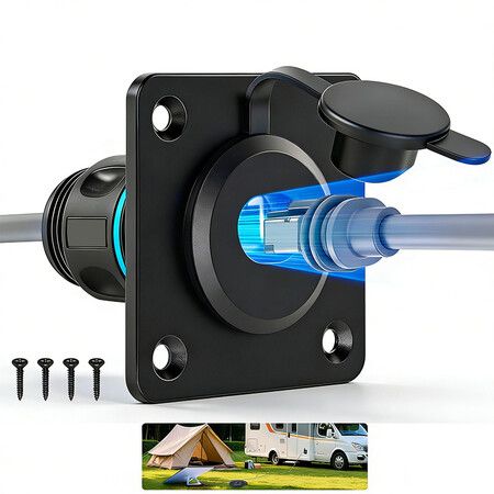 Aluminum Pass Through Wall Socket for Starlink Gen3,RJ45 CAT6 Ethernet Female to Female Bulkhead Panel Socket,Ideal for RV Camper Boat Trailer Off-Grid