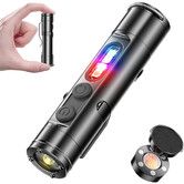 Ultimate Everyday Micro Tool K2 Mini Flashlight with COB Light, 6 in 1 Rechargeable Keychain Torch, Side Lights, Strobe, Magnet, Window Breaker, Black