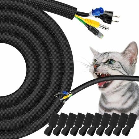 3M*10MM Cable Protector For Dogs And Cats Self Adhesive Heavy Duty Electrical Wire Storage Cable Suitable For  Pc,Tv,Computer Cable Management