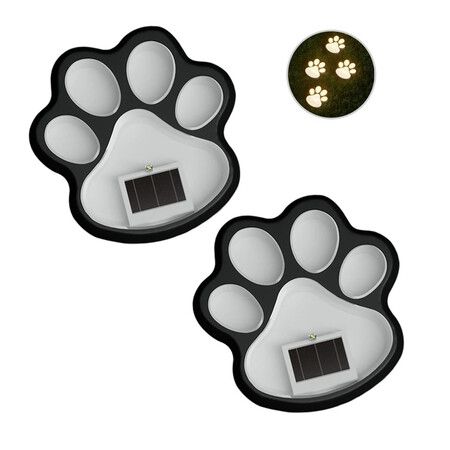 2 Pack Warm Light Dog Paw Print Solar Ground Lights LED Simulated Footprint Outdoor Garden Decorative In Ground Lights
