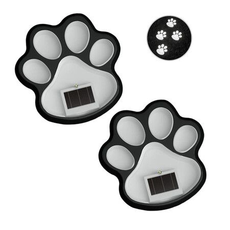 2 Pack White Light Dog Paw Print Solar Ground Lights LED Simulated Footprint Outdoor Garden Decorative In Ground Lights