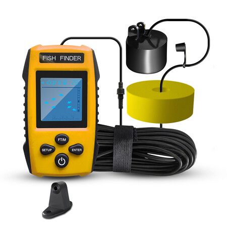 Portable Fish Finder Handheld Sonar Depth Finder for Kayak Boat Ice and Shore Fishing 100m Range with Transducer Fishing Alarm Underwater Contour