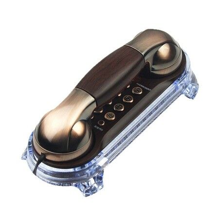 Small Size Trimline Corded Phone Antique Retro Wall Mounted Telephone Old Fashion Classic Vintage Telephone with Bottom Light for Desk or Wall Mount