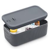 Lockable Storage Box, Small Lock Box with Combination Code for Phone, Medicine Safe, Food Home, Refrigerator, Travel, Gift, 24cm x 12cm x 9.5cm, Grey