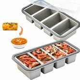 2 Pack Silicone Freezer Tray with Lids,1 Cup Silicone Freezer Moulds,Oven Dishwasher for Portioned Meal Prep,Soup,Leftovers,Sauce,Ice Cubes,Baking (Grey)