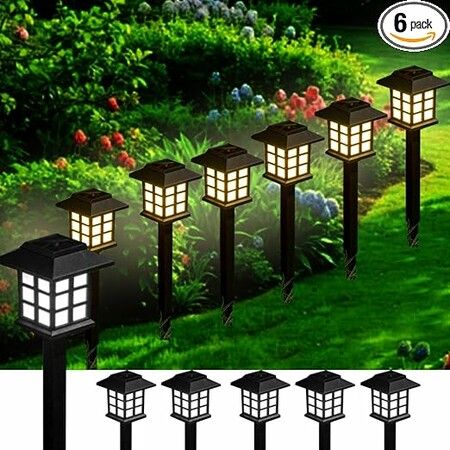 6p  LED Solar House Lights, Outdoor Courtyard Decoration Floor Plug-in Warm Light, Wireless Dusk to Dawn Waterproof Garden Road Landscape Lights.