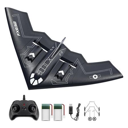 RC Airplane, RC Plane Ready to Fly, 2CH Remote Control Airplane with 6-axis Gyro Stabilizer B2 Spirit Stealth Bomber for Beginners Boys Kids Age 6 Up