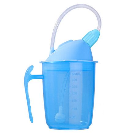 Spill-Proof Cup for Elderly, 350ML Sippy Cup with Straw Ideal for Seniors Blue