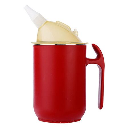 Senior Water Cup Sippy Cups for Elderly, Safe Silicone Spill Proof Cups with Handle Straw and Lid for Patients Elderly Pregnant (Red)